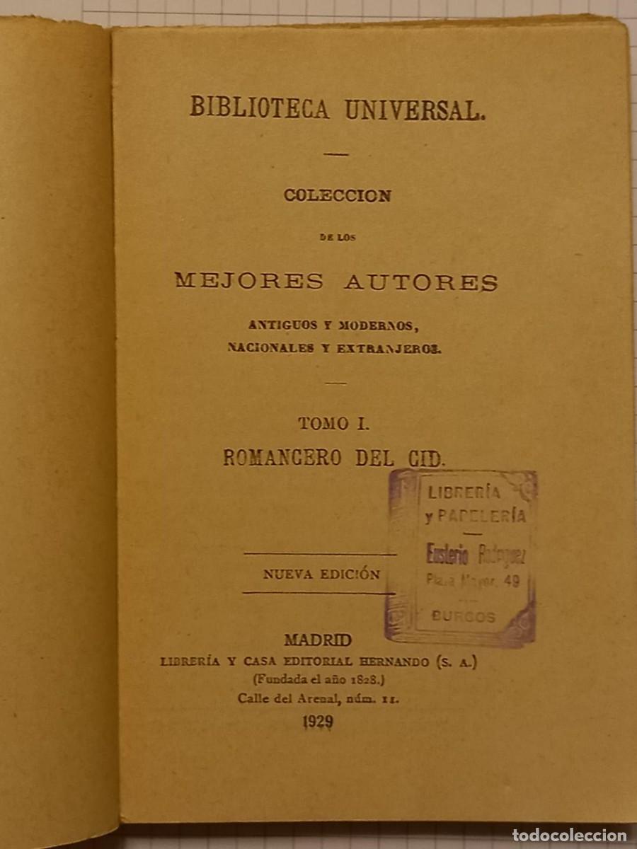Libros de segunda mano: Libro de bolsillo Romancero del Cid castellano antiguo Edit. Universal 1929 - Foto 3