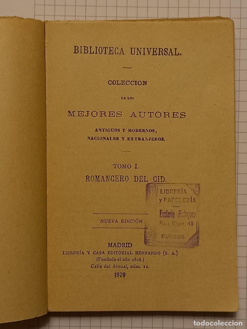 Libros de segunda mano: Libro de bolsillo Romancero del Cid castellano antiguo Edit. Universal 1929 - Foto 4