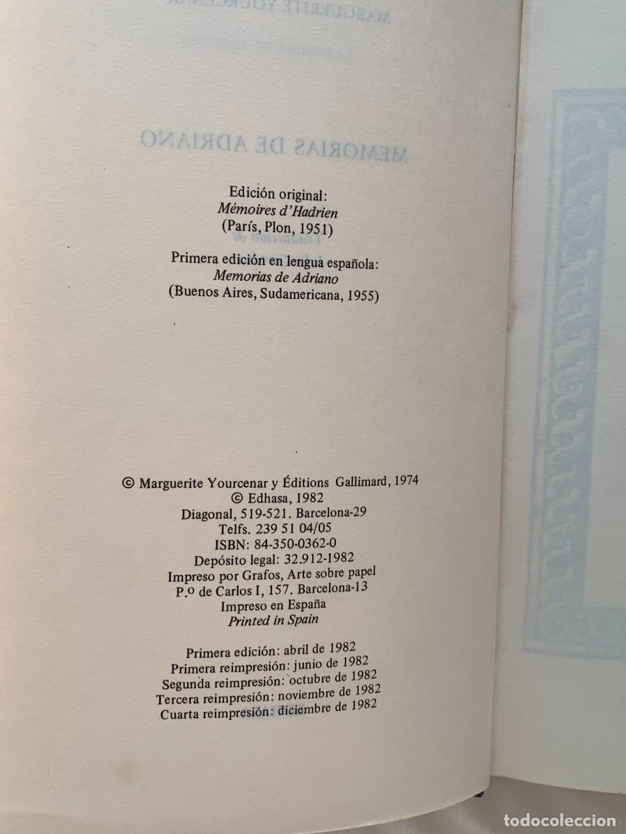 Libros de segunda mano: M. Yourcenar: Memorias de Adriano - Foto 3