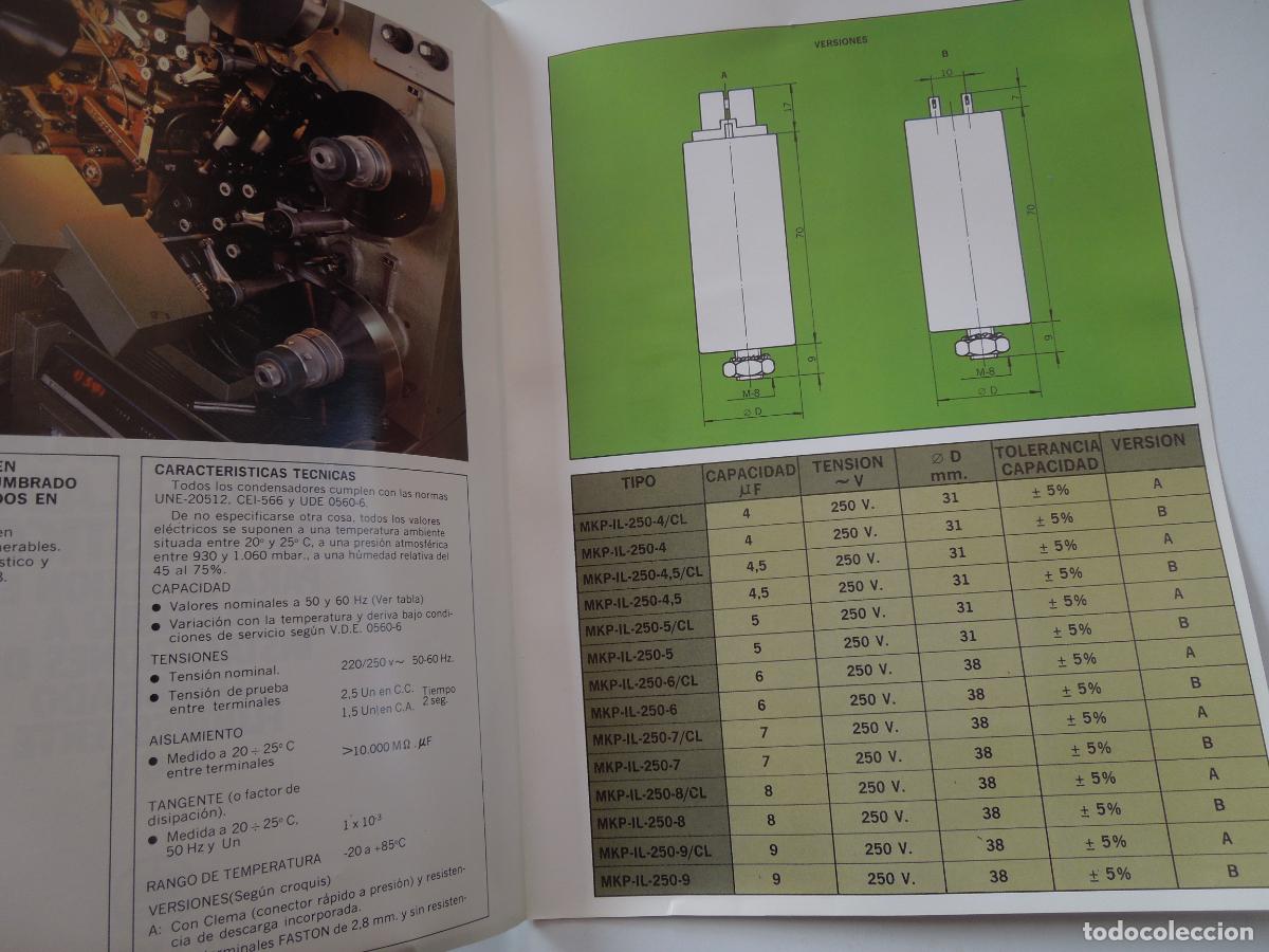 Libros de segunda mano: CONDENSADORES ENCAPSULADOS EN PLASTICO - FOLLETO - Foto 2