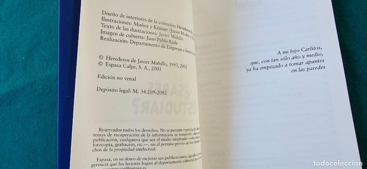 Libros de segunda mano: LIBRO &iquest;SABES ESTUDIAR? (2002) JAVIER MAHILLO - ED. ESPASA - Foto 3