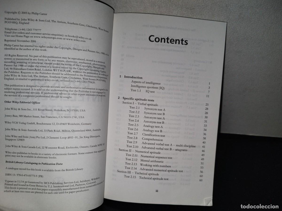 Libros de segunda mano: 113- THE COMPLETE BOOK OF INTELLIGENCE TESTS - PHILIP CARTER - 2006 - Foto 5