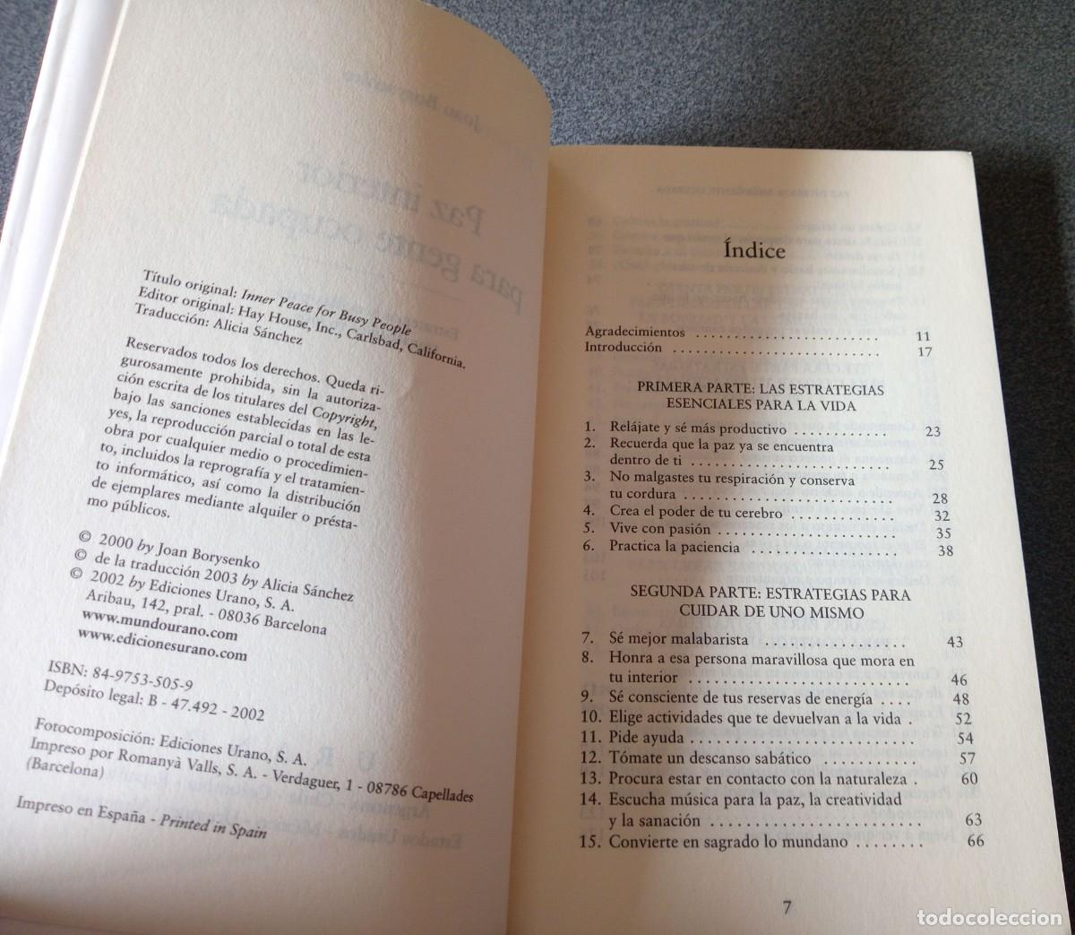 Libros de segunda mano: Paz Interior Para Gente Ocupada Joan Borysenko - Foto 4