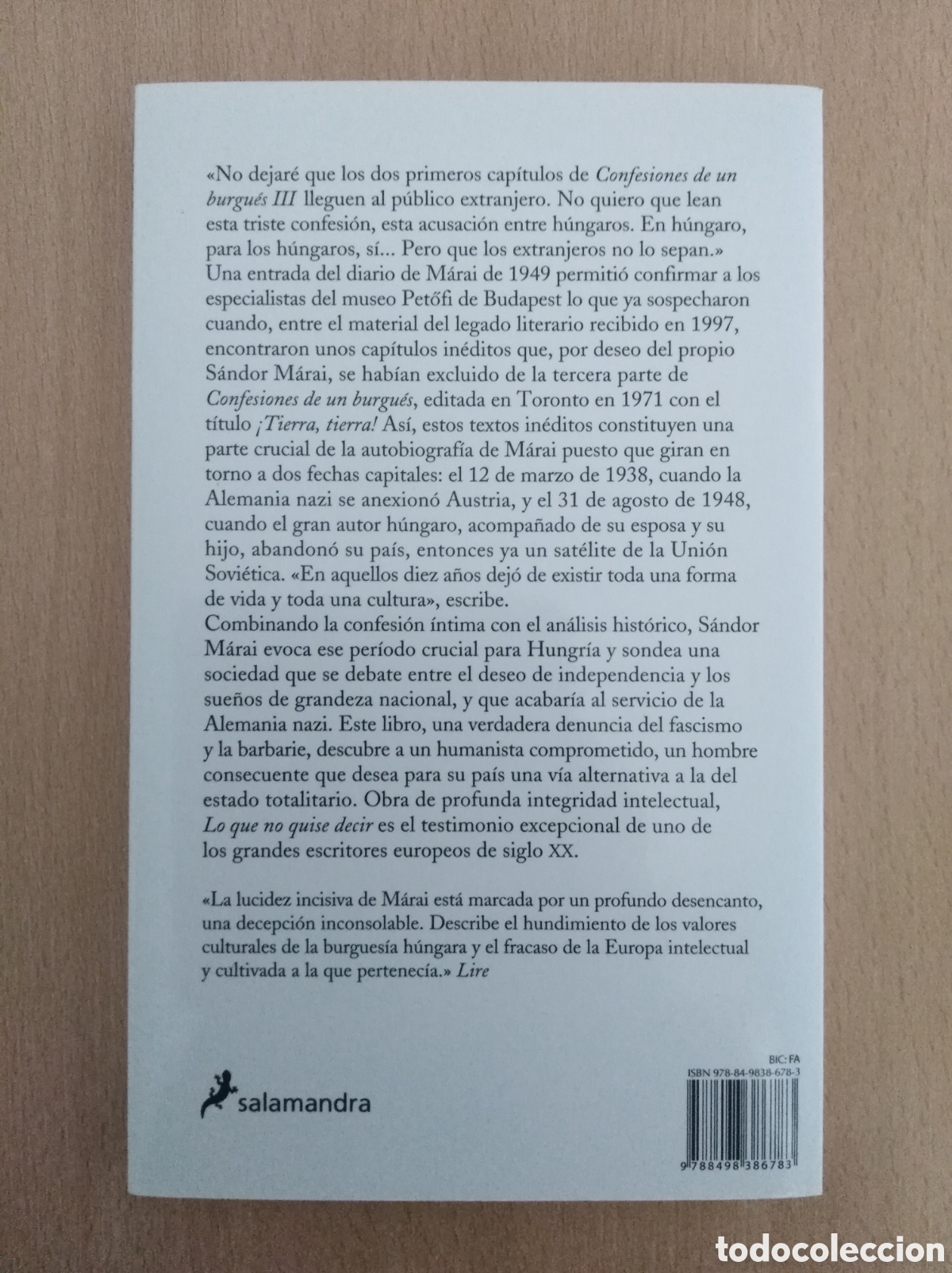 Libros de segunda mano: LO QUE NO QUISE DECIR. S&aacute;ndor M&aacute;rai - Foto 2