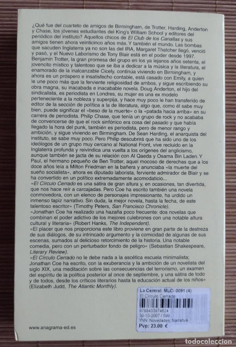 Libros de segunda mano: COE, JONATHAN. EL CIRCULO CERRADO. - Foto 2