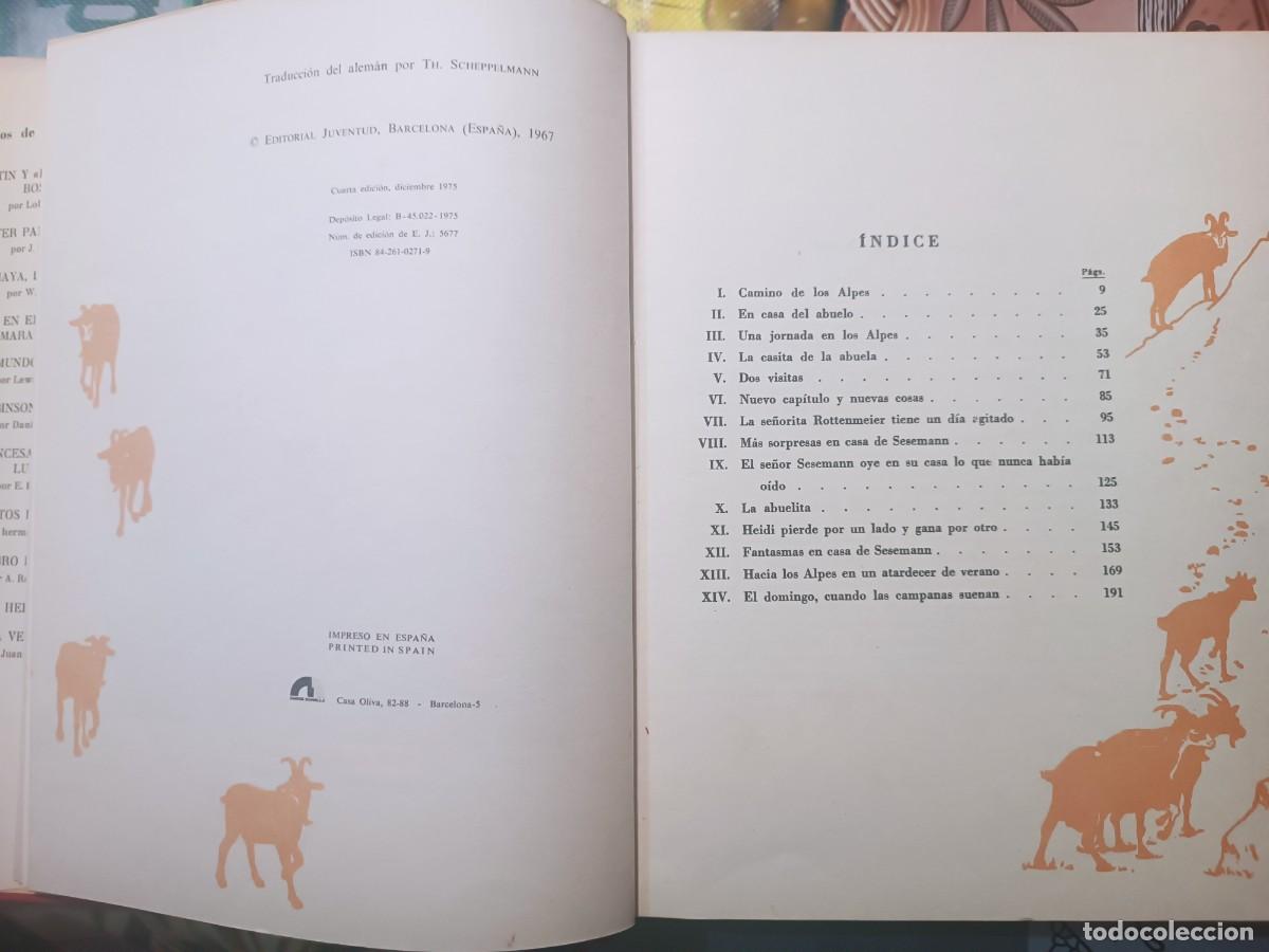 Libros de segunda mano: Heidi, Juana Spyri, editorial Juventud. - Foto 3