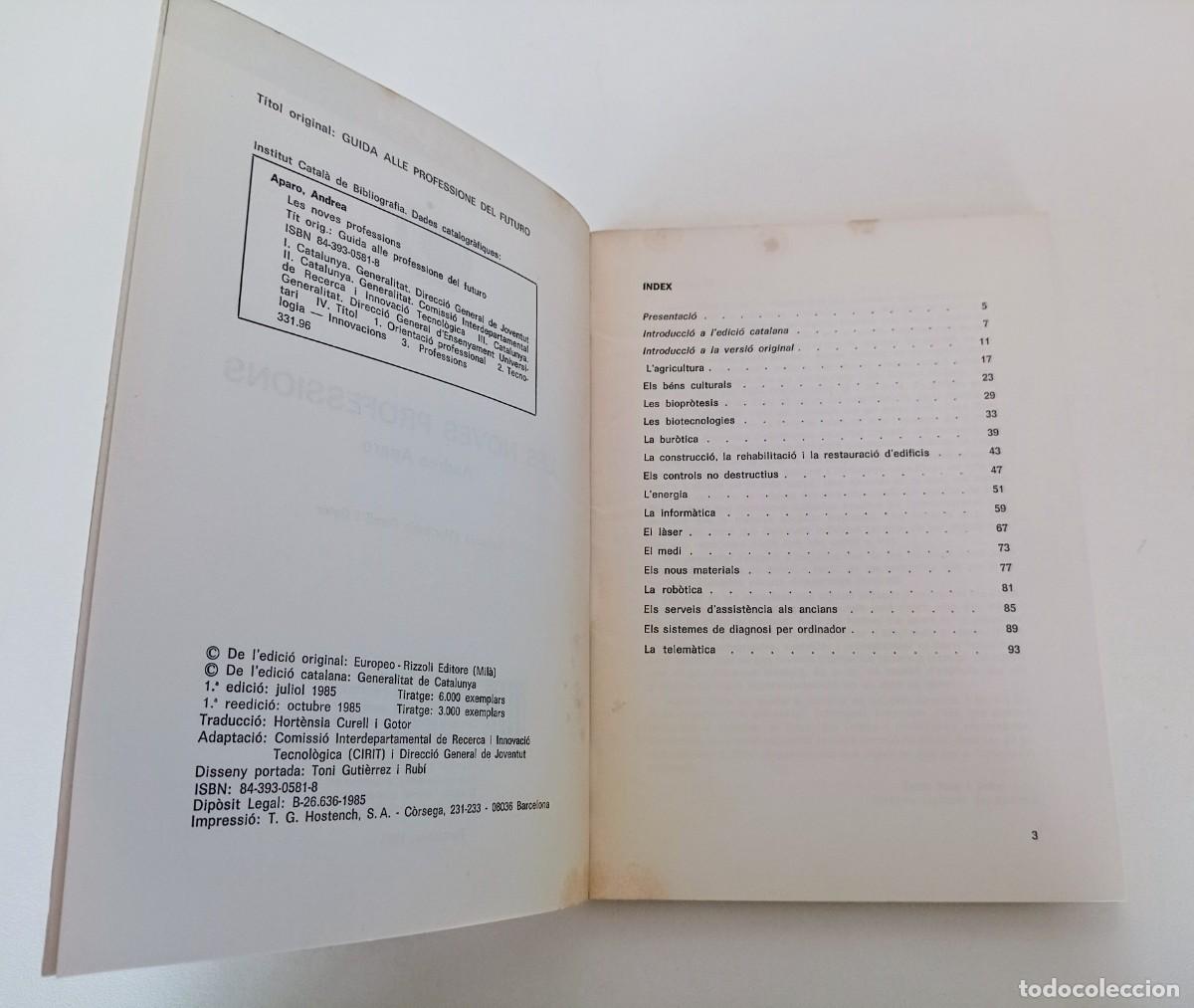 Libros de segunda mano: Libro en catal&aacute;n LES NOVES PROFESSIONS. Generalitat de Catalunya 1985. - Foto 4
