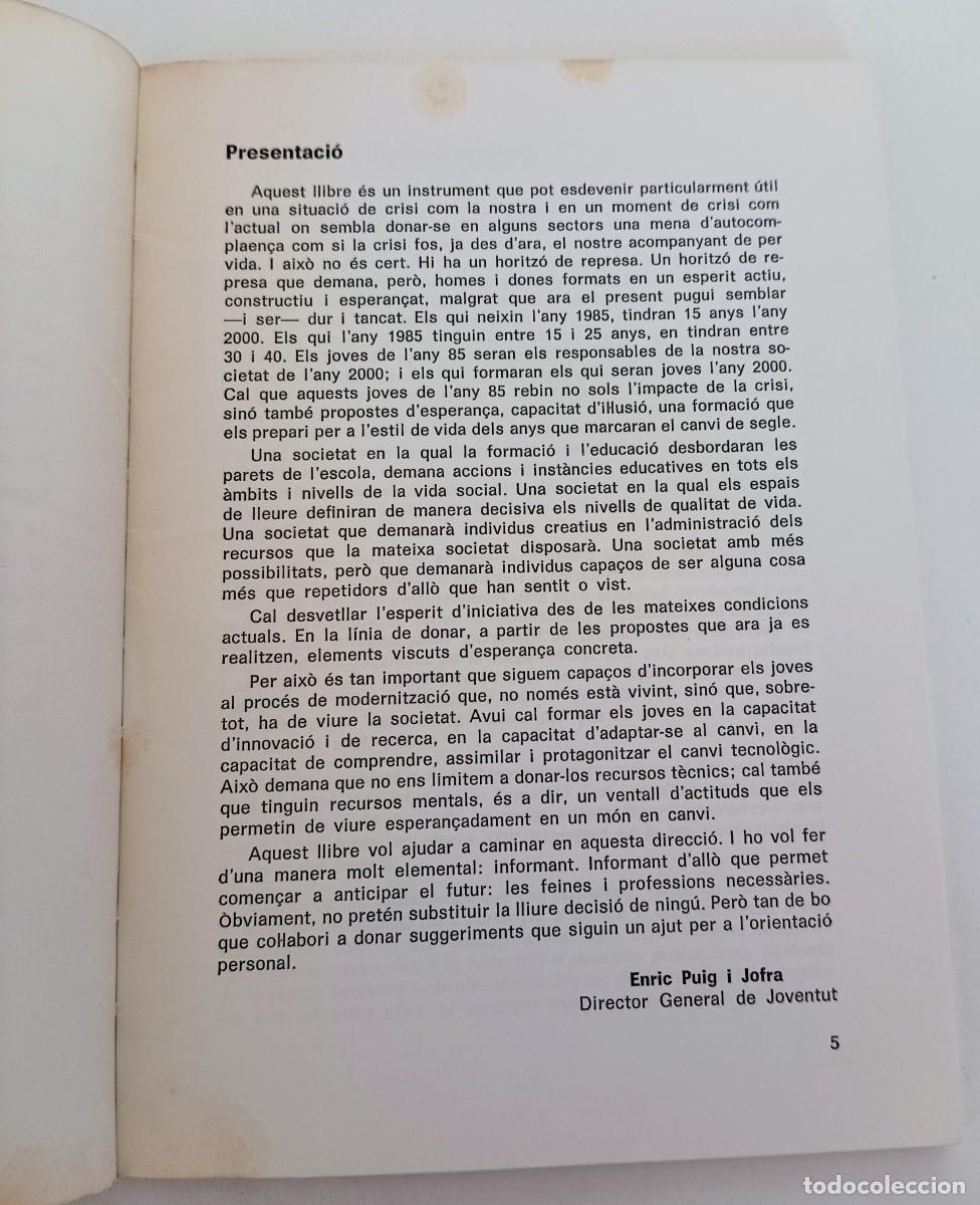 Libros de segunda mano: Libro en catal&aacute;n LES NOVES PROFESSIONS. Generalitat de Catalunya 1985. - Foto 5