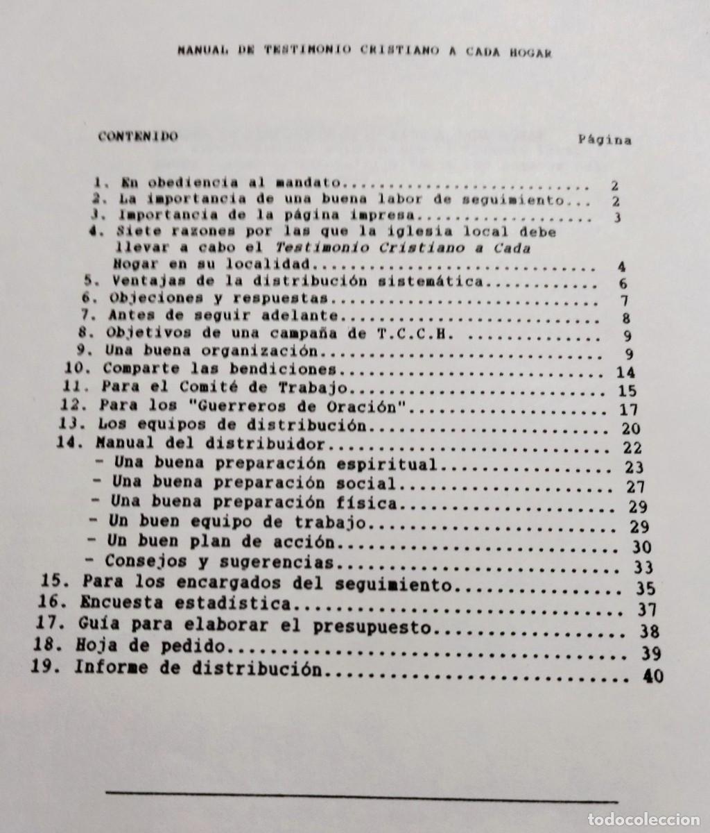 Libros de segunda mano: MANUAL DE TESTIMONIO CRISTIANO A CADA HOGAR. BUEN ESTADO. - Foto 3