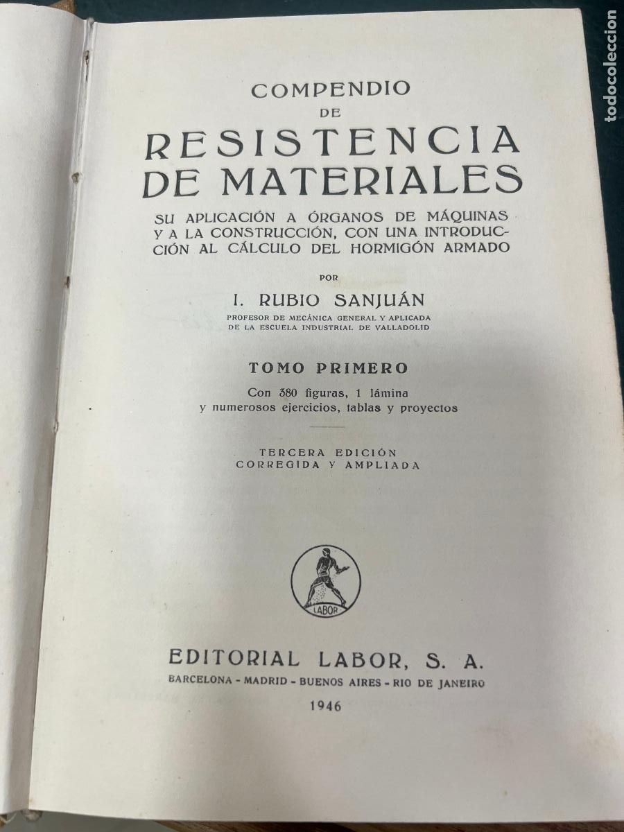 Libros de segunda mano: LIBRO COMPENDIO DE RESISTENCIA DE MATERIALES - A&Ntilde;O 1946 - Foto 3