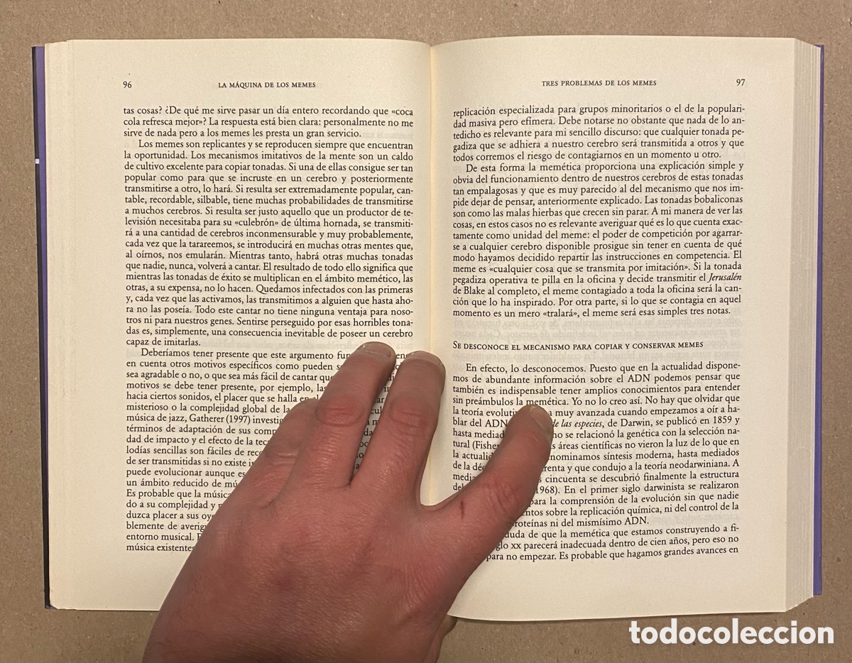 Libros de segunda mano: LA M&Aacute;QUINA DE LOS MEMES. SUSAN BLACKMORE. EDICIONES PAID&Oacute;S 2000. - Foto 5