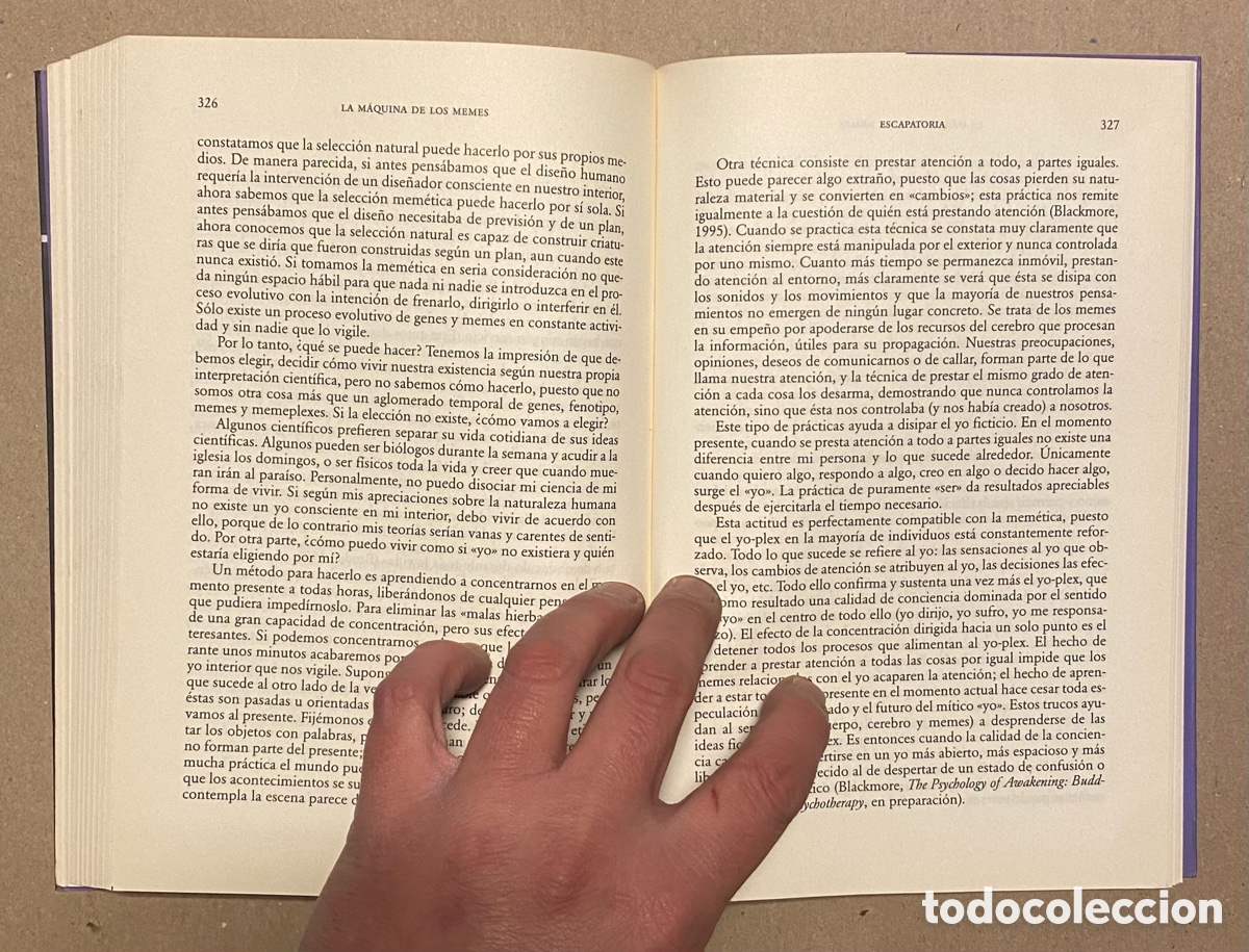 Libros de segunda mano: LA M&Aacute;QUINA DE LOS MEMES. SUSAN BLACKMORE. EDICIONES PAID&Oacute;S 2000. - Foto 8