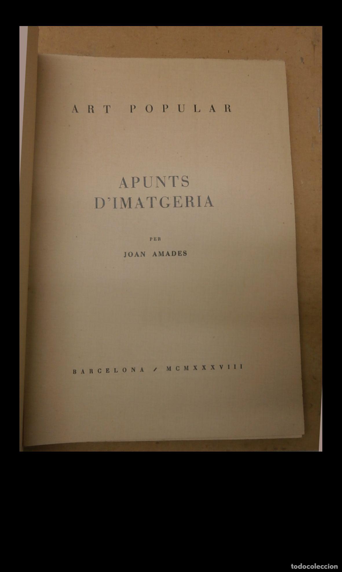 Libros de segunda mano: Apunts dImatgeria. Art Popular. Joan Amades - Foto 1