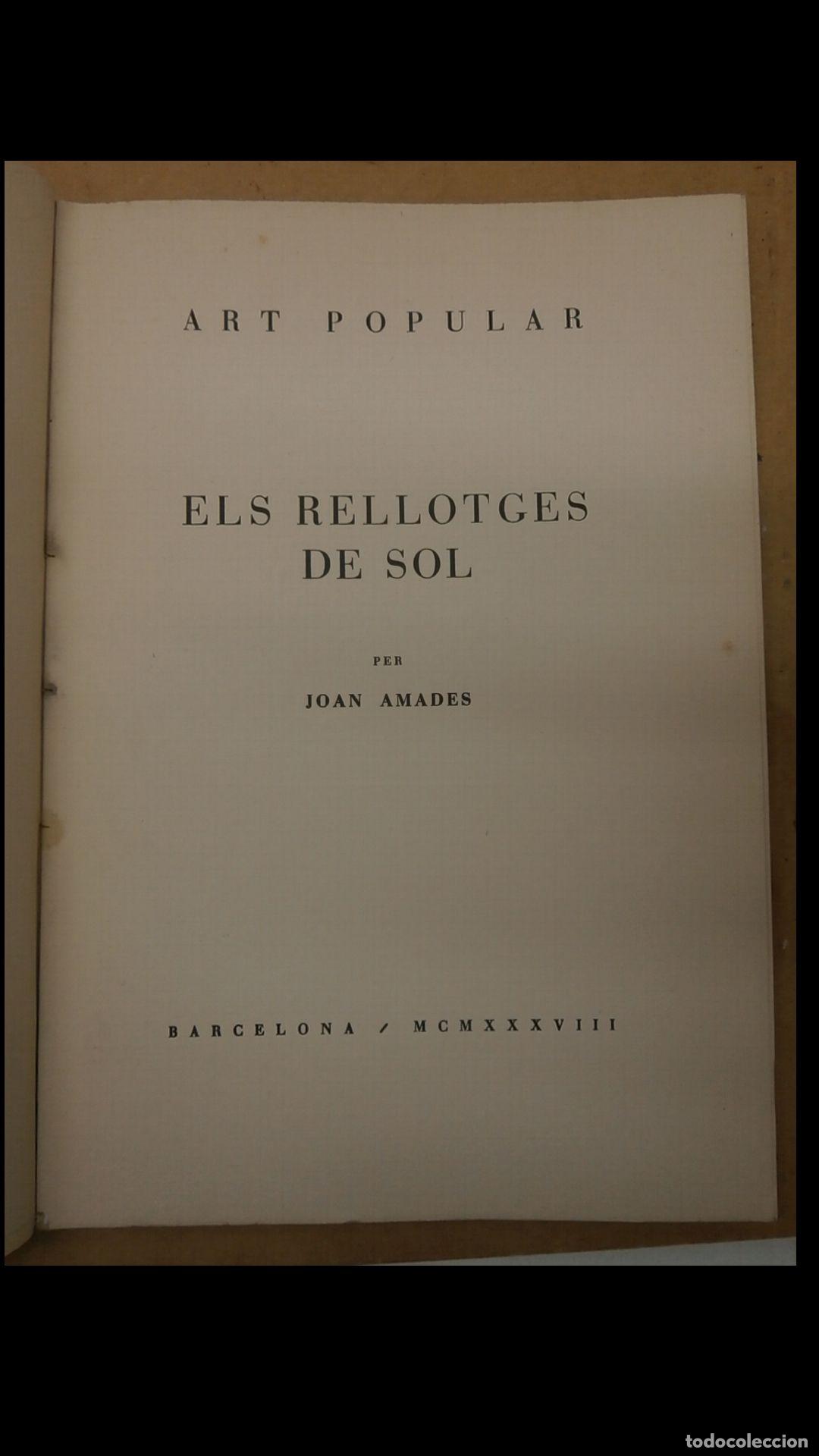 Libros de segunda mano: Els Rellotges de Sol. Art Popular. Joan Amades. - Foto 1