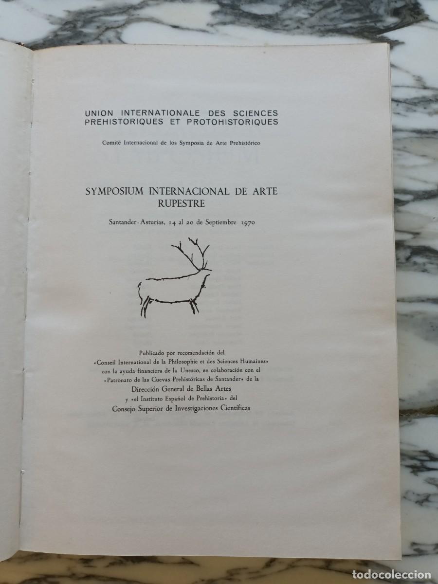 Libros de segunda mano: ACTAS DEL SYMPOSIUM INTERNACIONAL DE ARTE RUPESTRE - SSNTANDER - 1973 - Foto 2