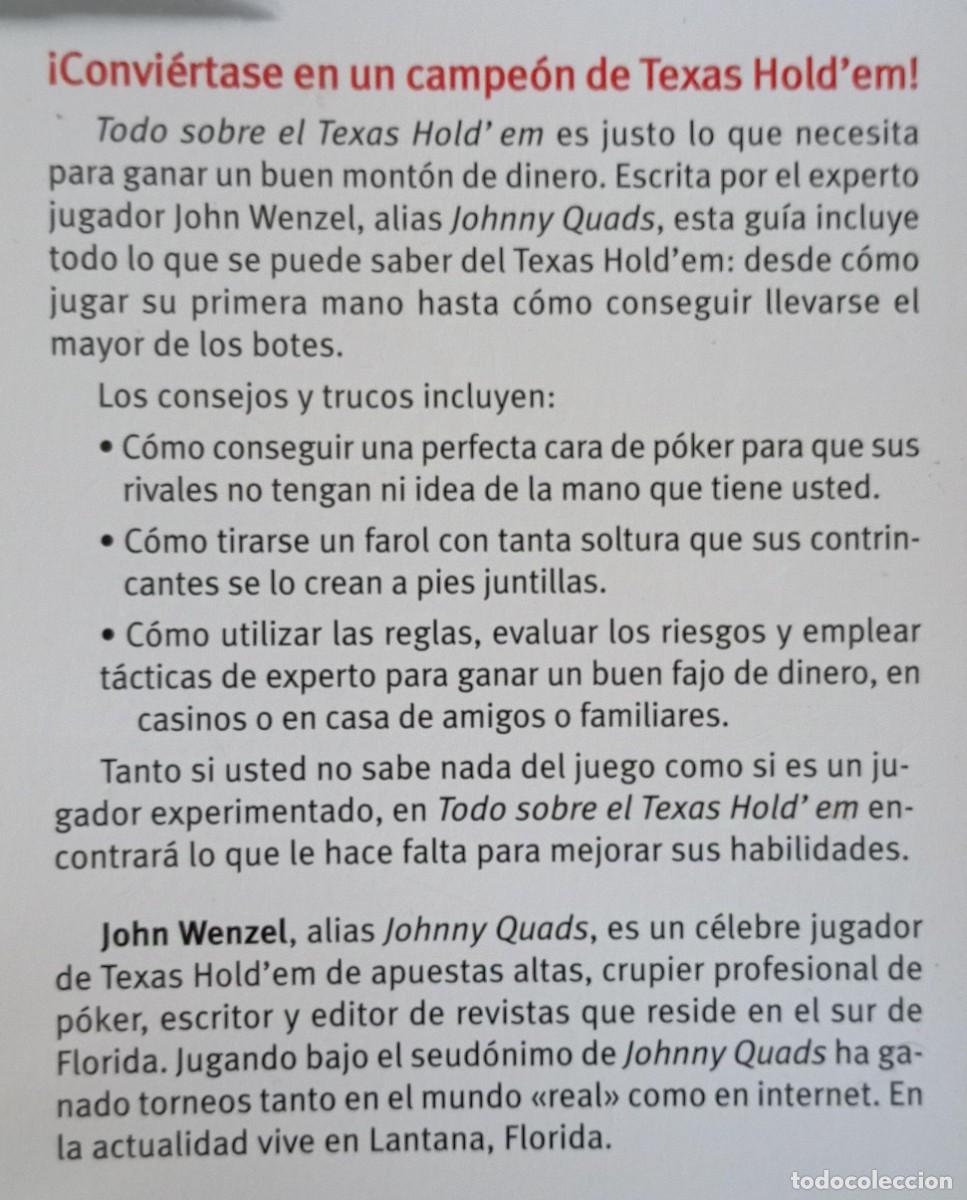 Libros de segunda mano: TODO SOBRE EL TEXAS HOLDEM - JOHN WENZEL - Foto 2