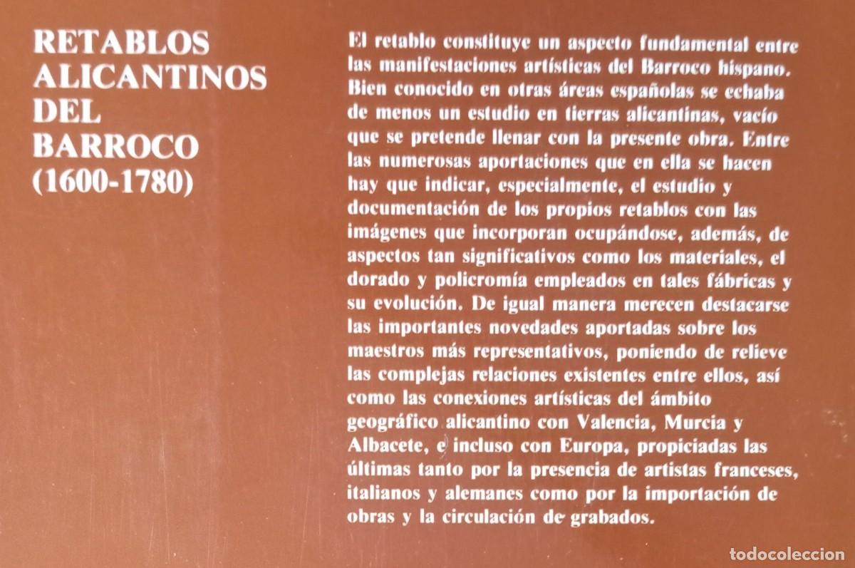 Libros de segunda mano: RETABLOS ALICANTINOS DEL BARROCO - INMACULADA VIDAL - Foto 2