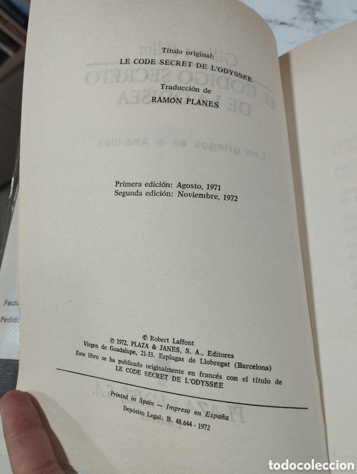 Libros de segunda mano: El c&oacute;digo secreto de la Odisea Gilbert Pillot 2da ed Plaza Janes 1972 - Foto 4
