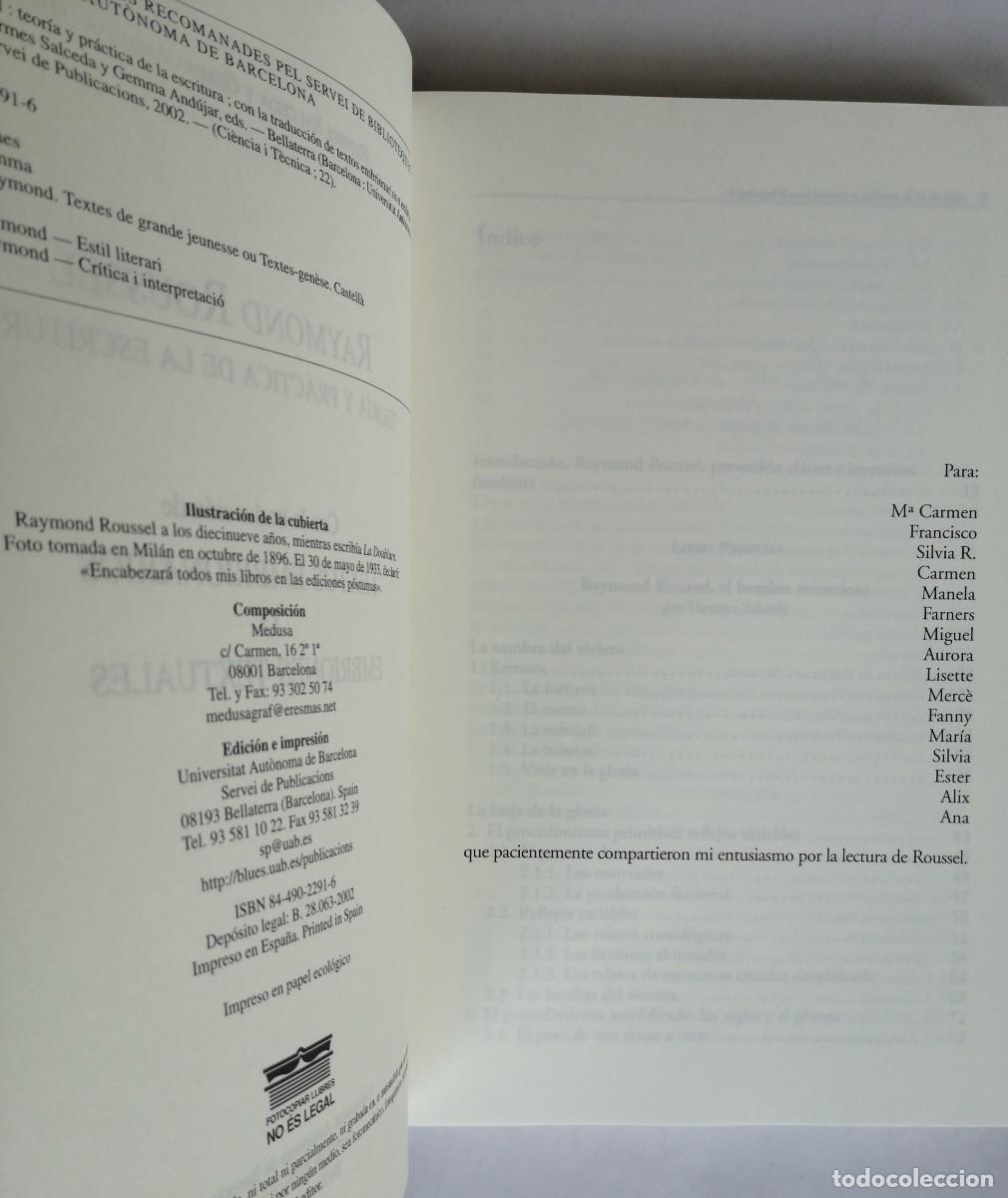 Libros de segunda mano: TEOR&Iacute;A Y PR&Aacute;CTICA DE LA ESCRITURA, RAYMOND ROUSSEL - Foto 3