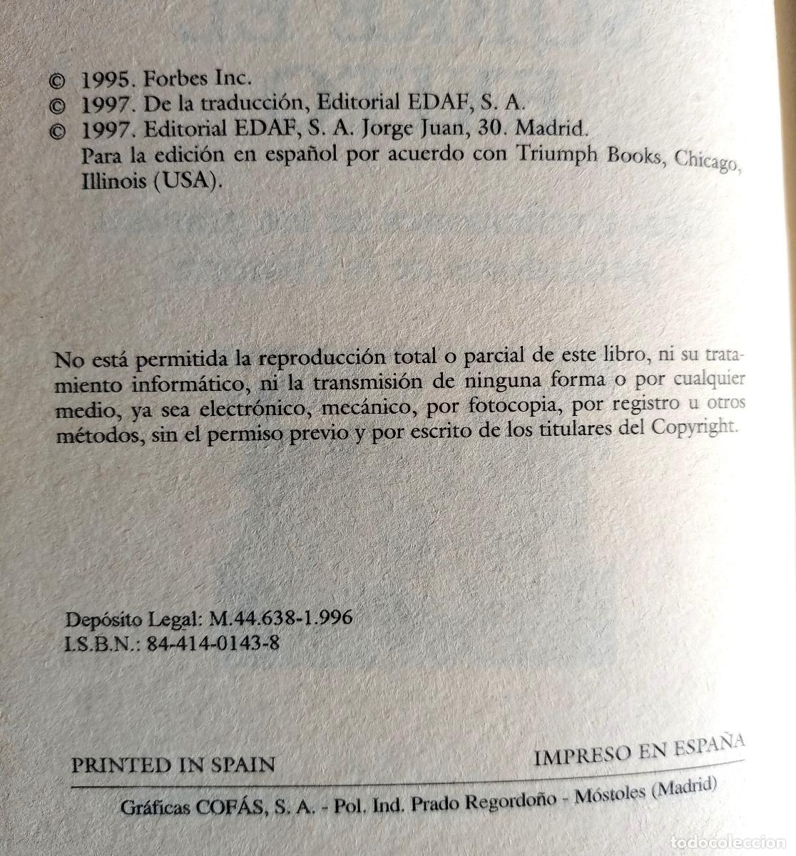 Libros de segunda mano: SOBRE EL &Eacute;XITO - BIBLIO. FORBES DE LA DIRECCI&Oacute;N - ED. EDAF - 1996 - Foto 4