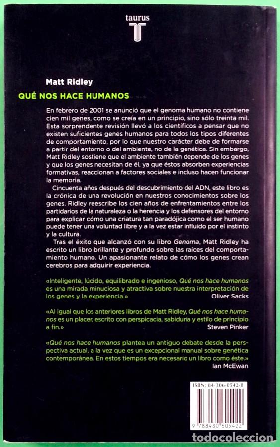 Libros de segunda mano: Qu&eacute; nos hace humanos - Matt Ridley - Foto 2