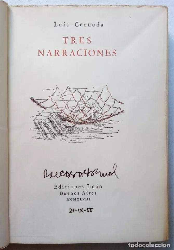 Libros de segunda mano: Cernuda, Luis - Tres Narraciones - Carlos de Le&oacute;n - (1948) - Foto 2