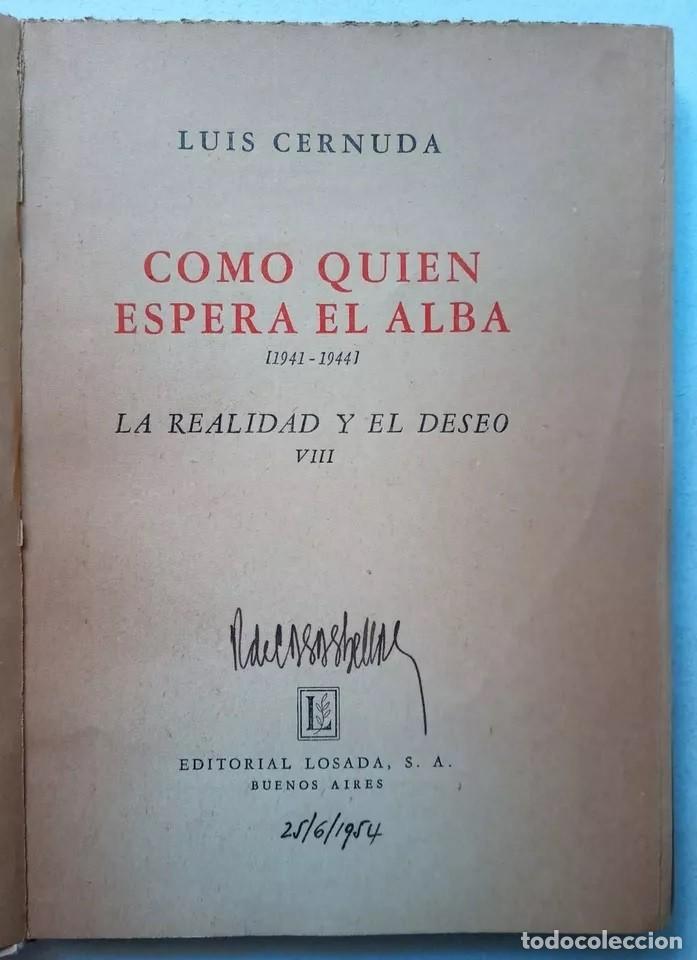 Libros de segunda mano: Cernuda, Luis - Como quien espera el Alba - Primera Edici&oacute;n - (1947) - Foto 2