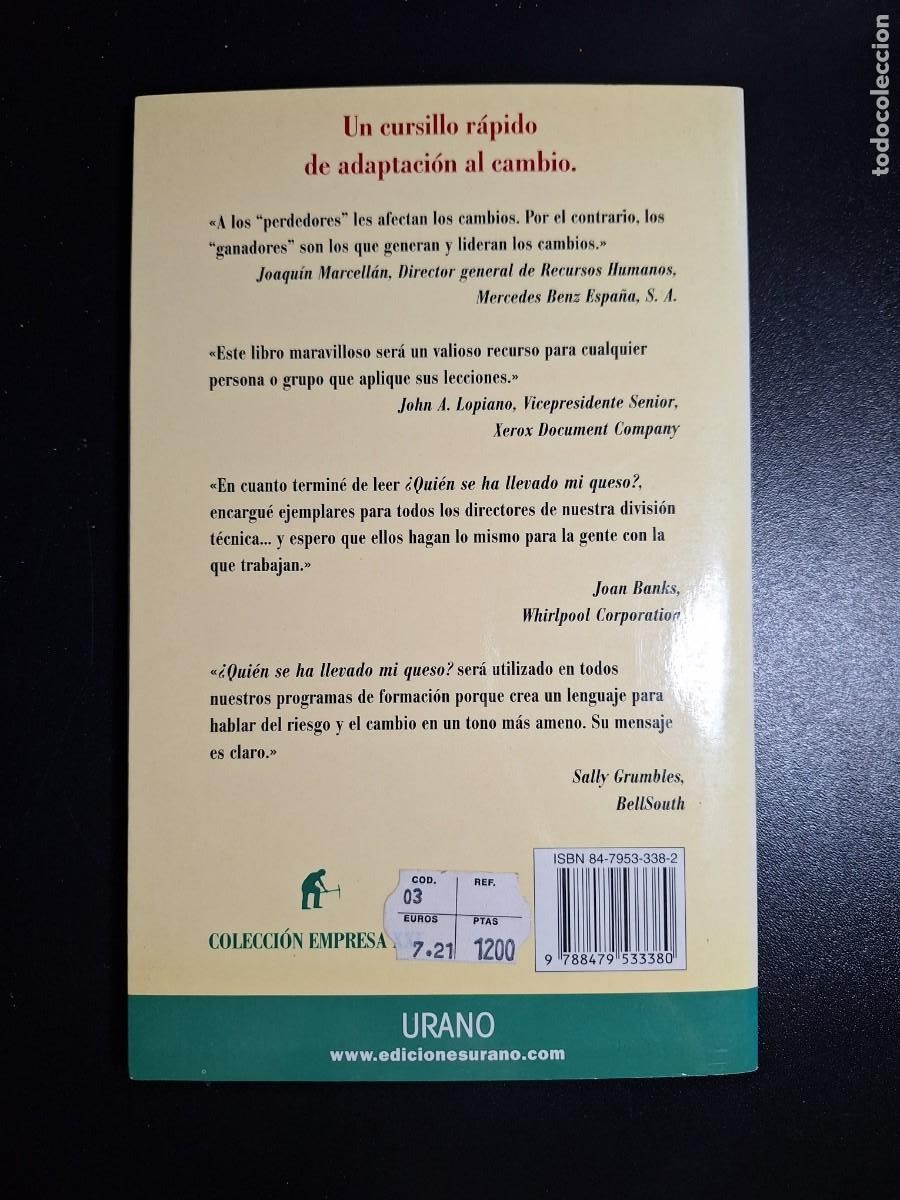Libros de segunda mano: &iquest;Qui&eacute;n se ha llevado mi queso? - Spencer Johnson - Foto 2