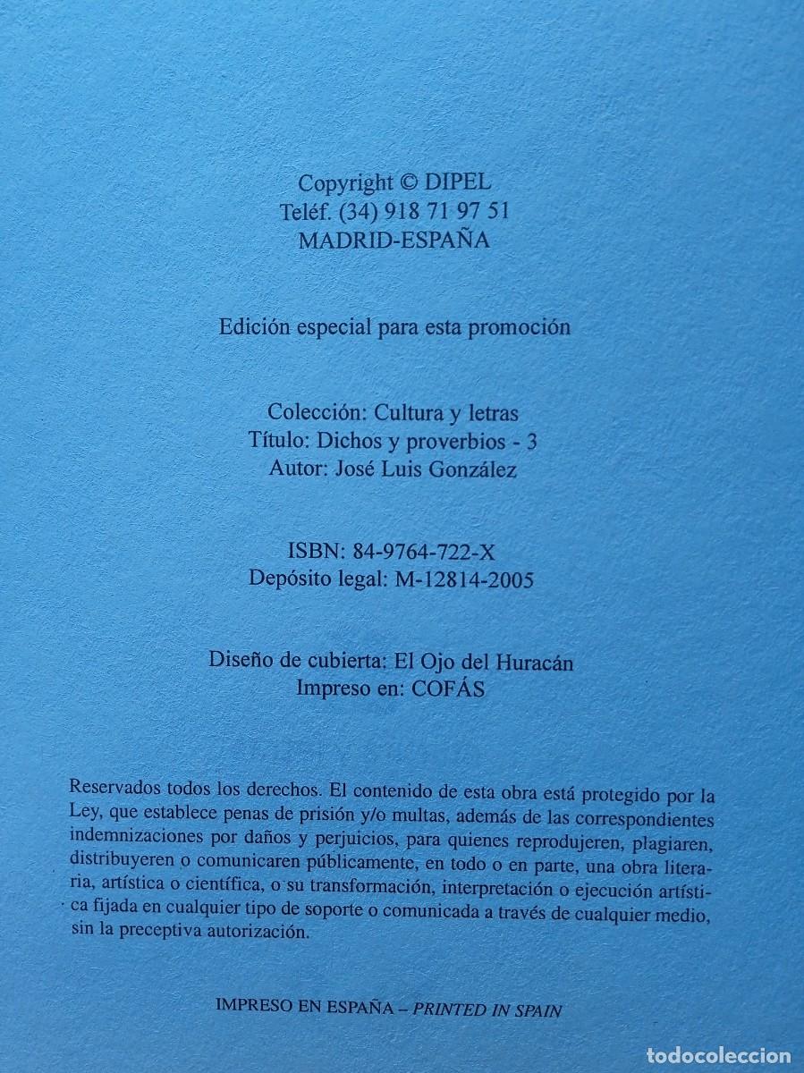 Libros de segunda mano: Dichos y proverbios. Jos&eacute; Luis Gonz&aacute;lez - Foto 3
