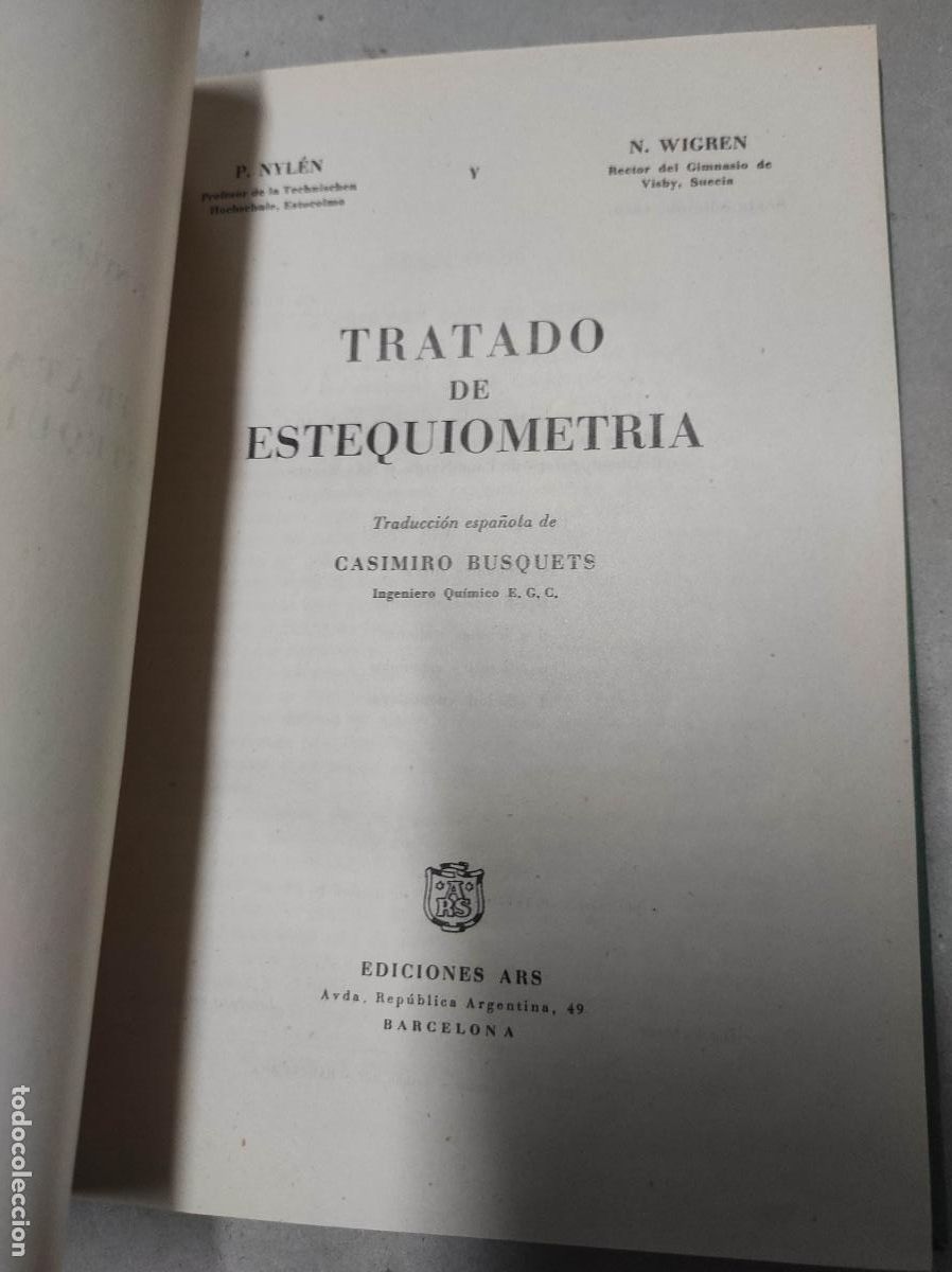 Libros de segunda mano: TRATADO DE ESTEQUIOMETRIA - P. NYLEN - Foto 2