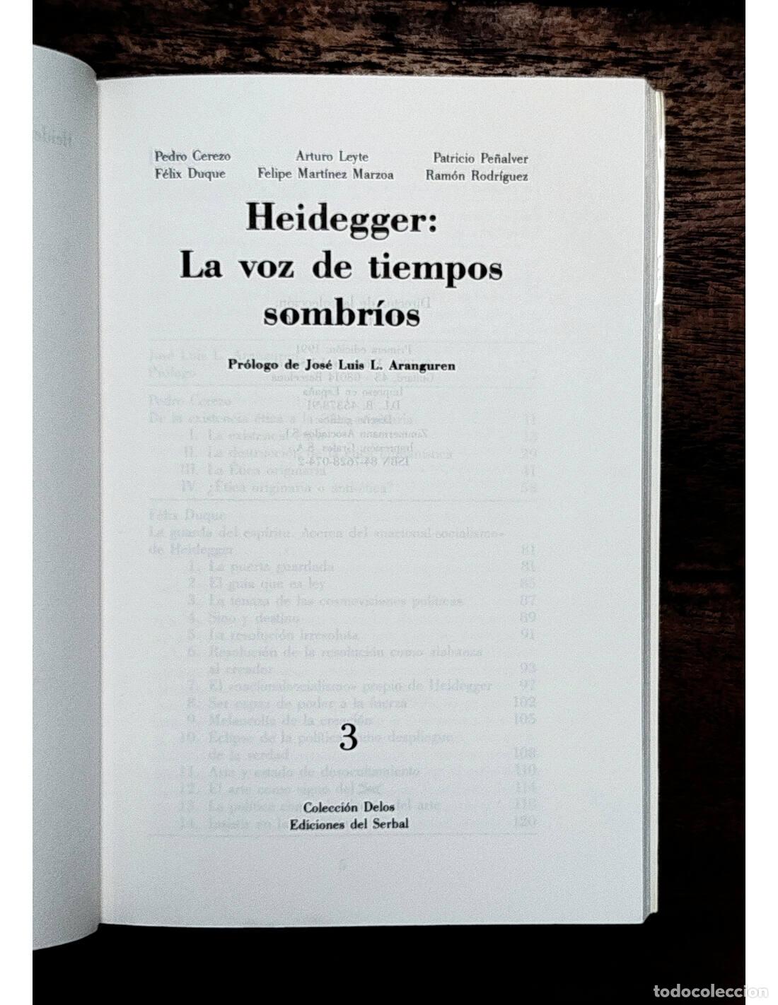 Libros de segunda mano: HEIDEGGER: LA VOZ DE LOS TIEMPOS SOMBR&Iacute;OS. VV.AA. Ediciones del Serbal. 1991. - Foto 2