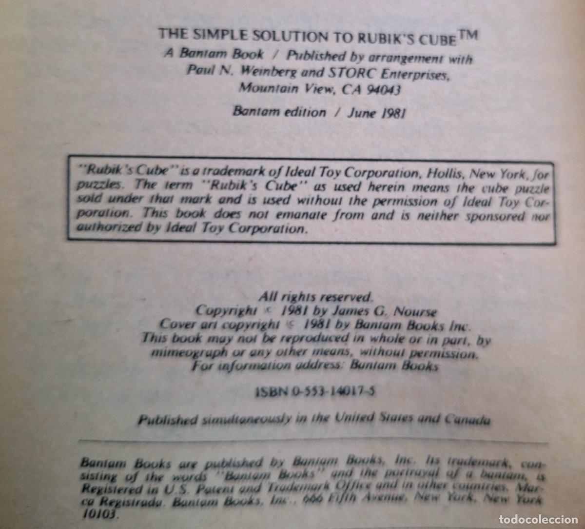 Libros de segunda mano: The simple solution to Rubiks Cube - Libro en ingl&eacute;s - James G. Nourse - Foto 3