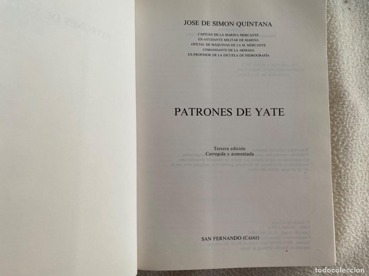 Libros de segunda mano: PATRONES DE YATES. JOS&Eacute; DE SIM&Oacute;N QUINTANA - Foto 5