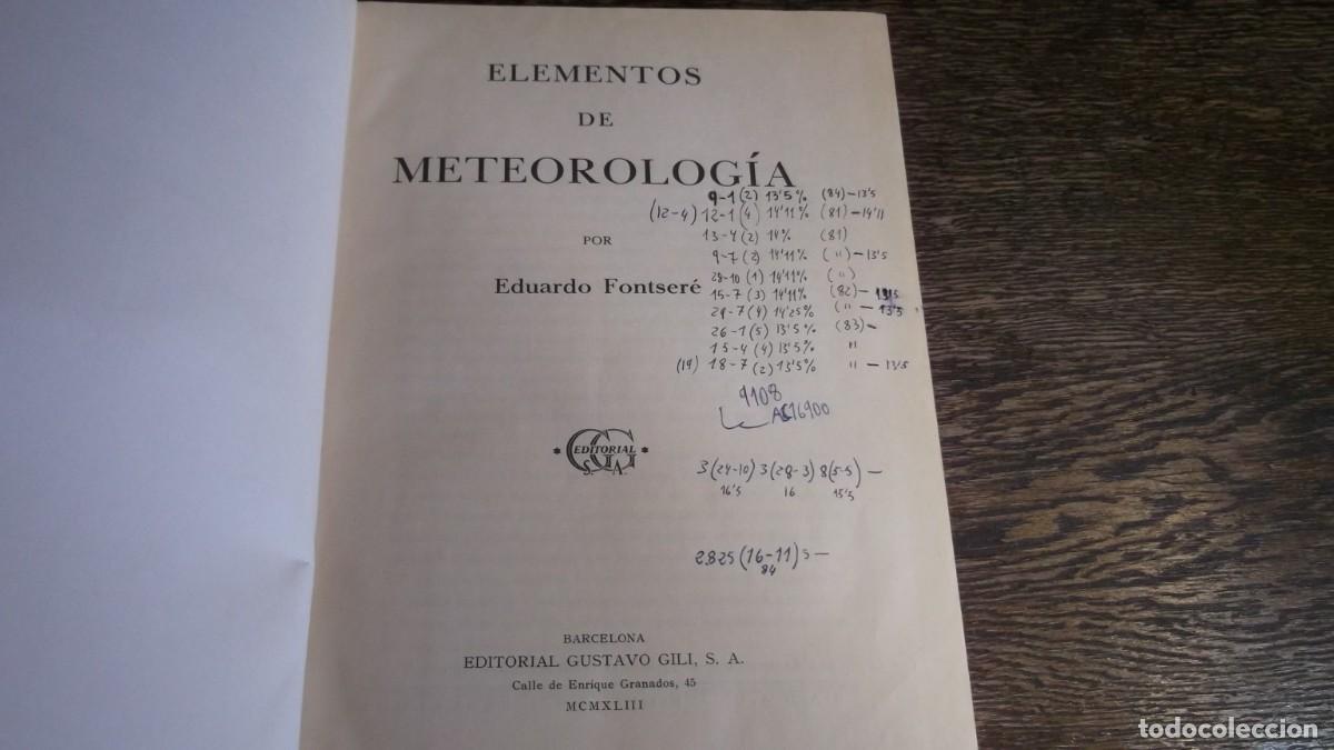 Libros de segunda mano: Elementos de Meteorolog&iacute;a por Eduardo Fontser&eacute; - Foto 2
