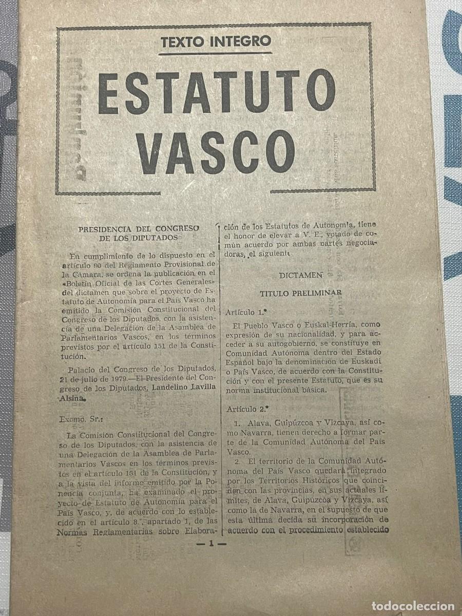 Libros de segunda mano: LIBRO ESTATUTO VASCO - 4 AGOSTO DE 1977 - Foto 1