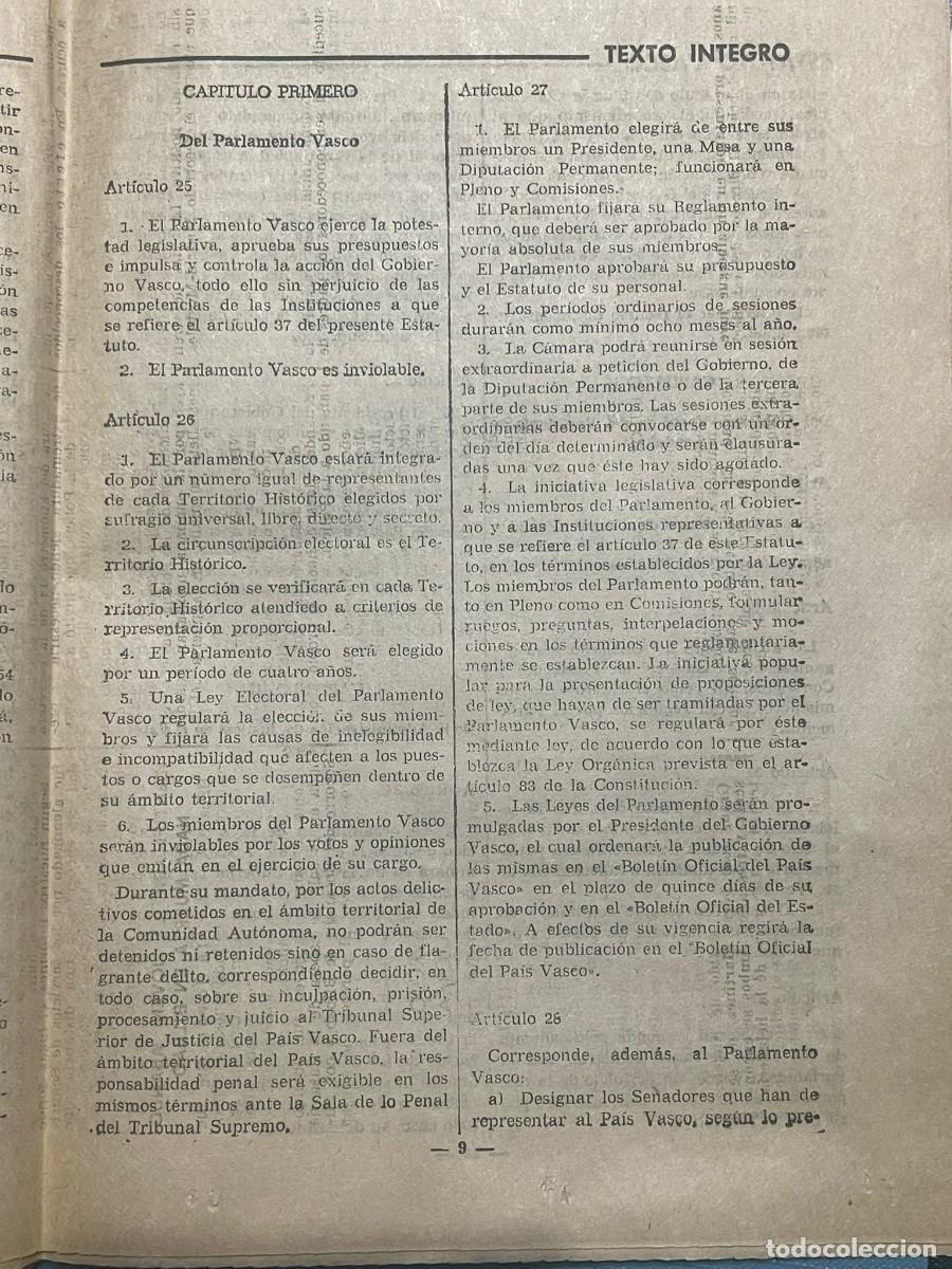 Libros de segunda mano: LIBRO ESTATUTO VASCO - 4 AGOSTO DE 1977 - Foto 2