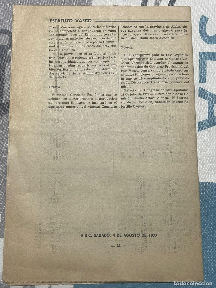 Libros de segunda mano: LIBRO ESTATUTO VASCO - 4 AGOSTO DE 1977 - Foto 3