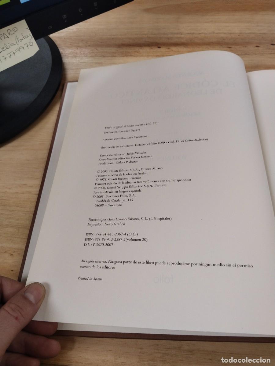 Libros de segunda mano: El C&oacute;dice Atl&aacute;ntico - Leornardo da Vinci. Editorial Folio - Foto 2
