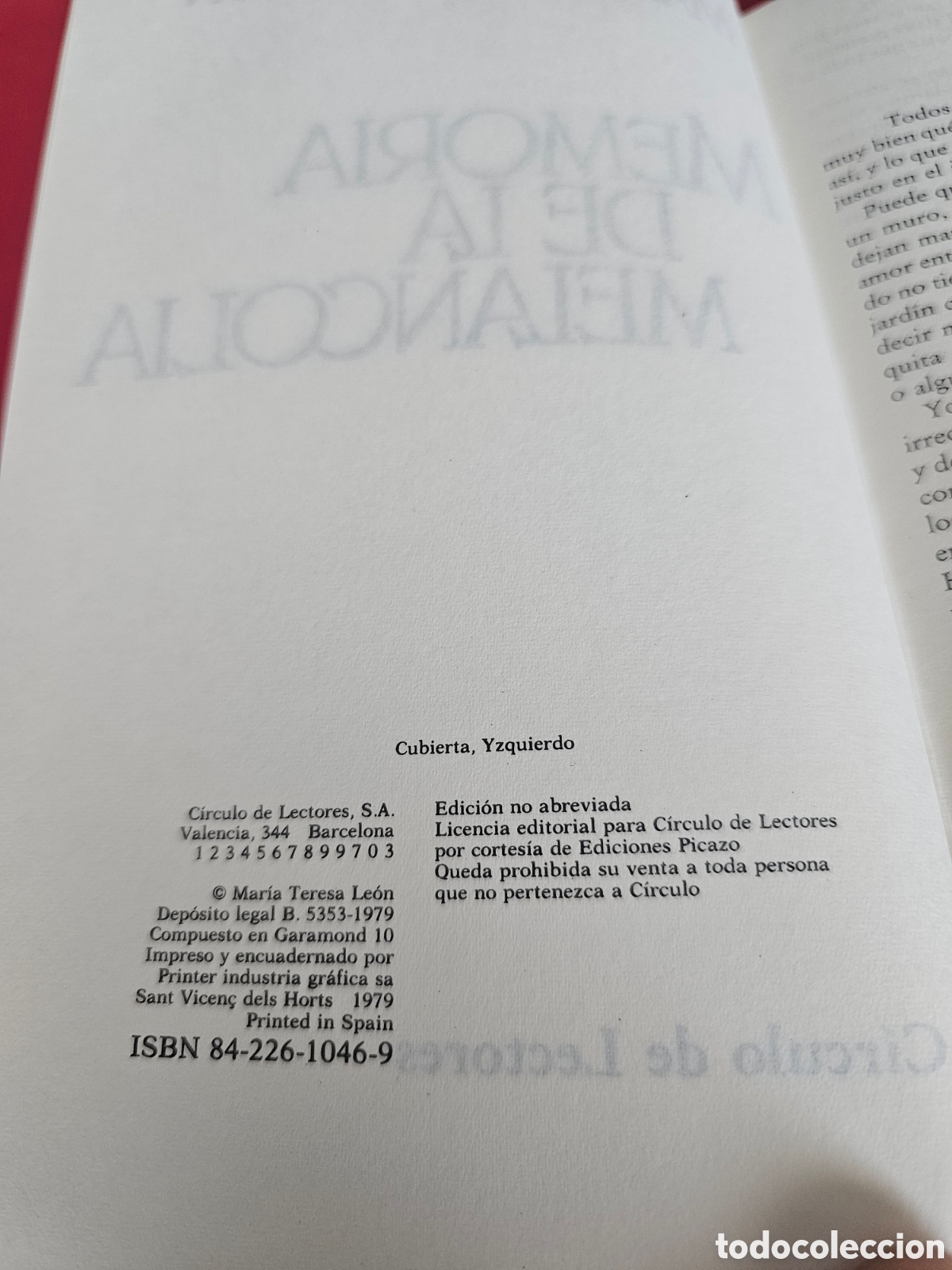 Libros de segunda mano: MAR&Iacute;A TERESA LE&Oacute;N - MEMORIA DE LA MELANCOL&Iacute;A - Foto 2