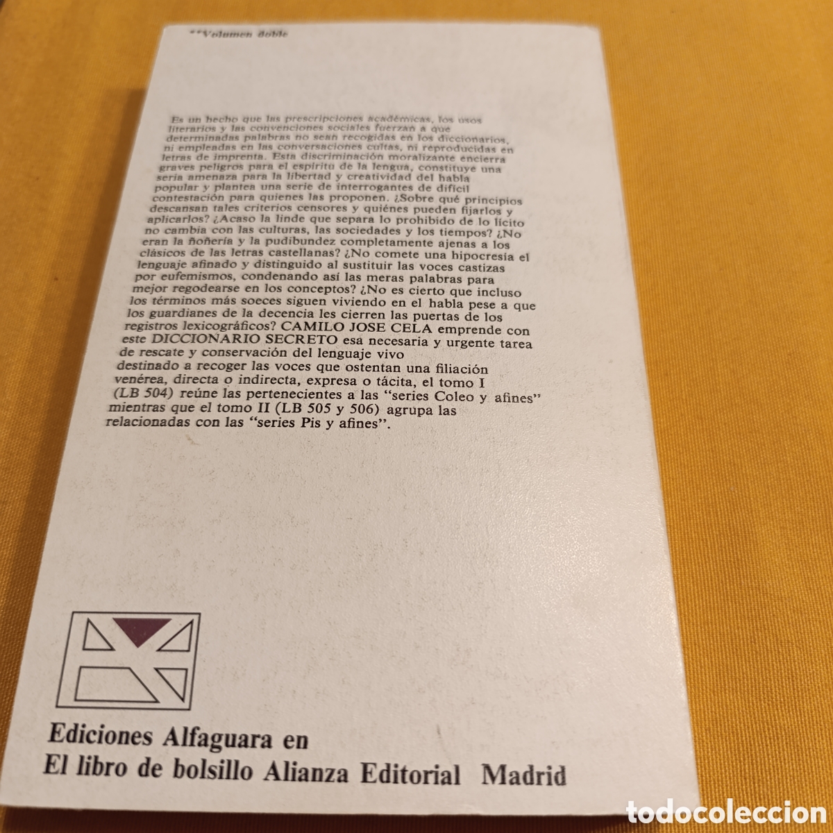 Libros de segunda mano: CAMILO JOSE CELA,DICCIONARIO SECRETO. - Foto 2