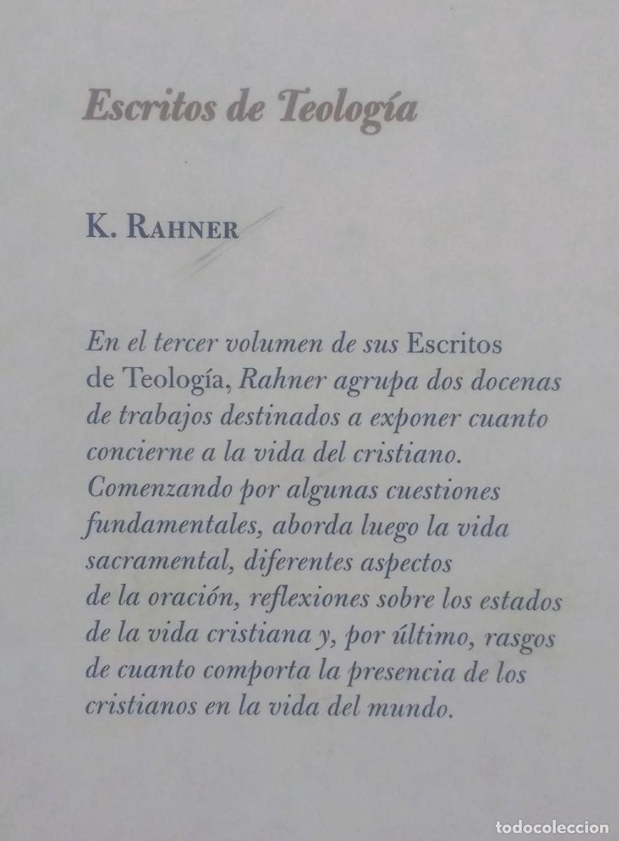 Libros de segunda mano: ESCRITOS DE TEOLOG&Iacute;A - Vol. III - KARL RAHNER. - Foto 4