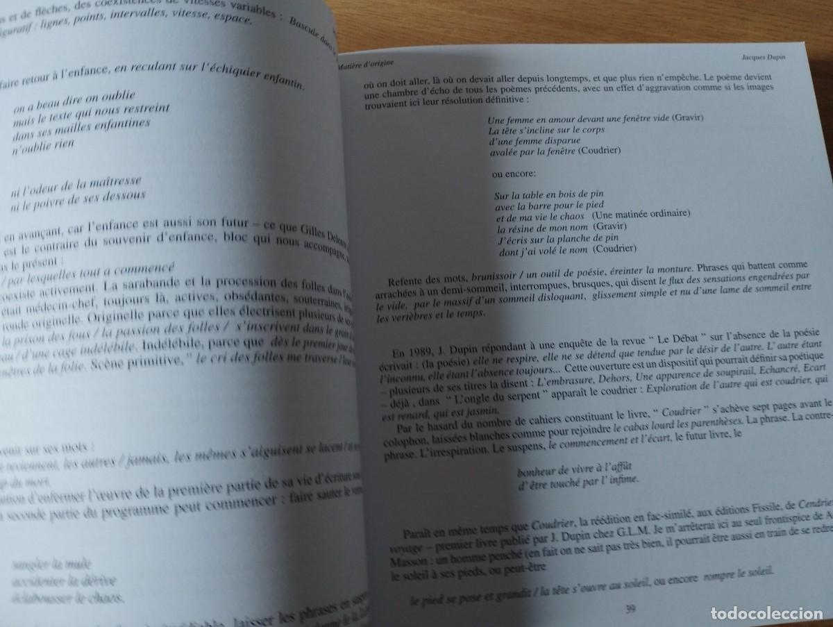 Libros de segunda mano: JACQUES DUPIN MATIERE DORIGINE 2007 ( EN FRANCES ) - Foto 4