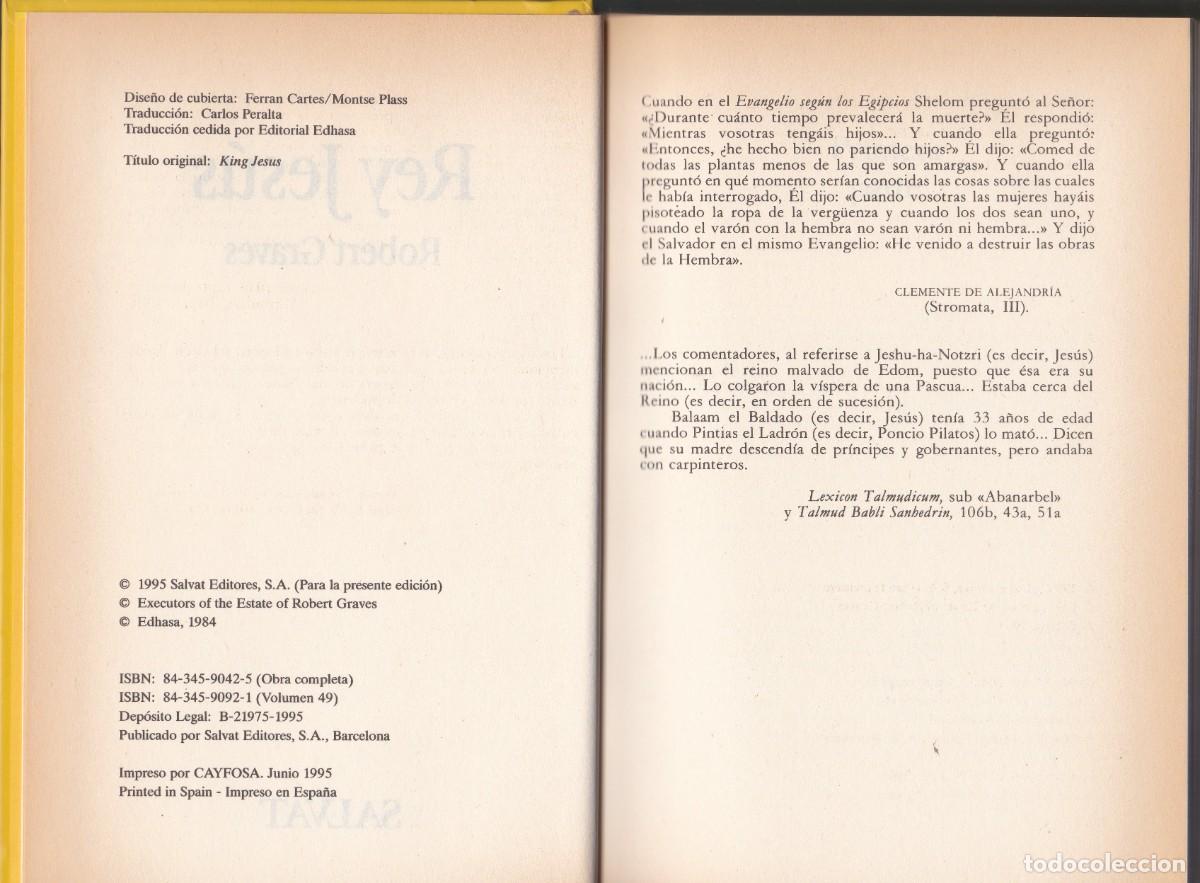 Libros de segunda mano: Rey Jes&uacute;s. Robert Graves. Salvat Editores S. A. - Foto 3