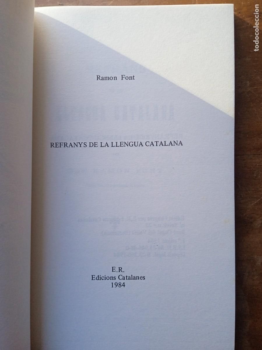 Libros de segunda mano: Ram&oacute;n Font, refranys de la llengua catalana - Foto 2