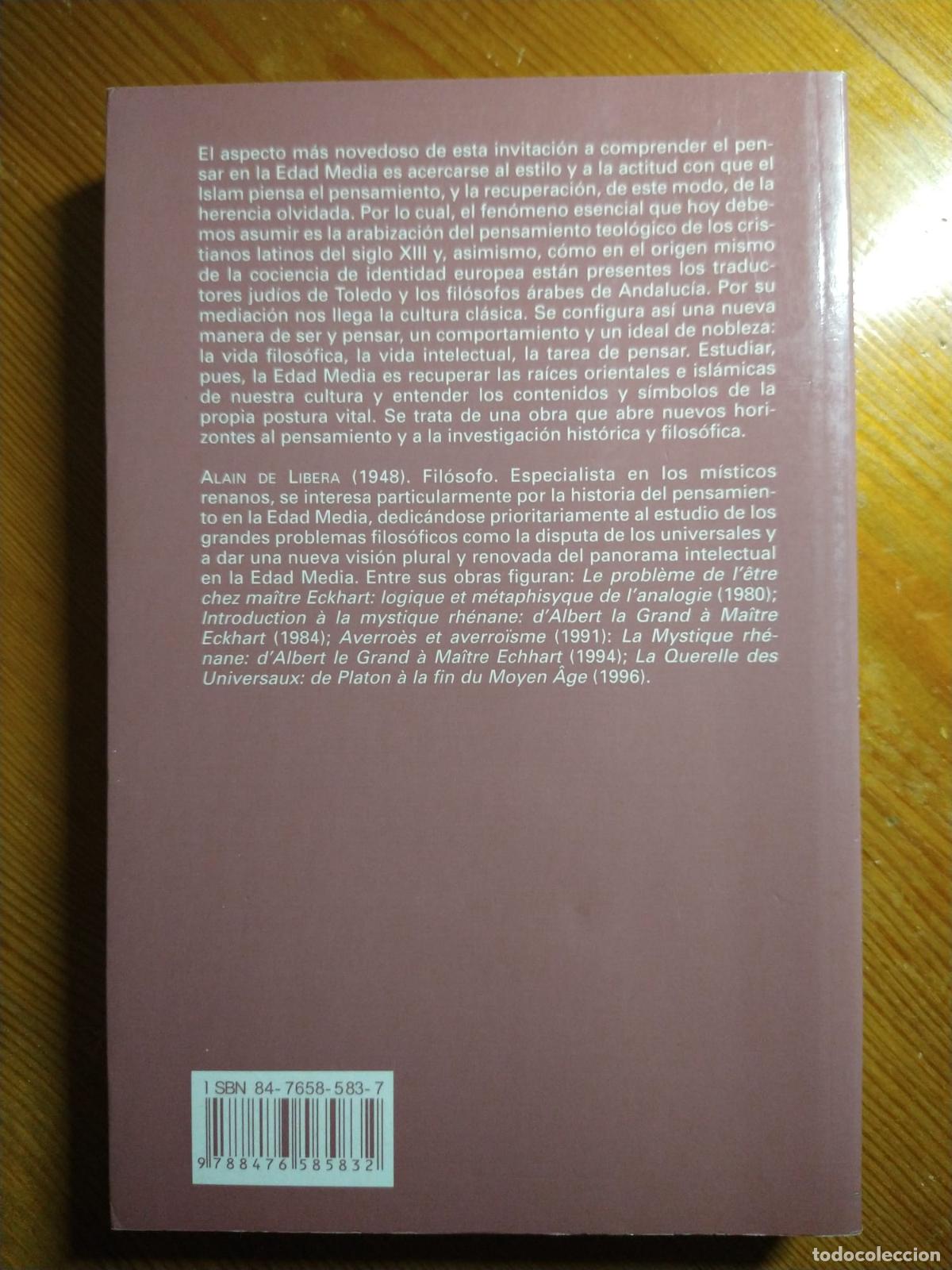 Libros de segunda mano: Pensar en la Edad Media - Alain de Libera - Foto 2