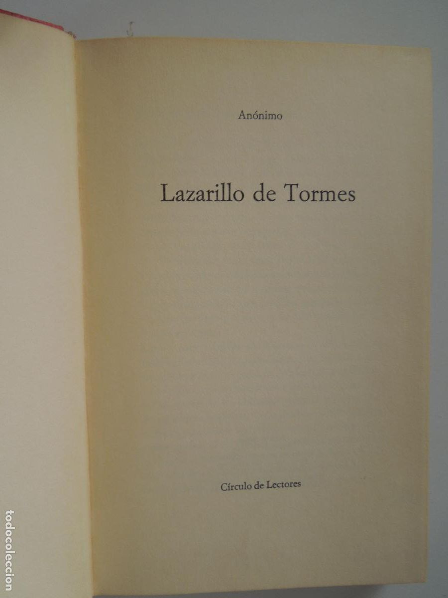 Libros de segunda mano: LAZARILLO DE TORMES - AN&Oacute;NIMO - C&Iacute;RCULO DE LECTORES 1966. - Foto 1
