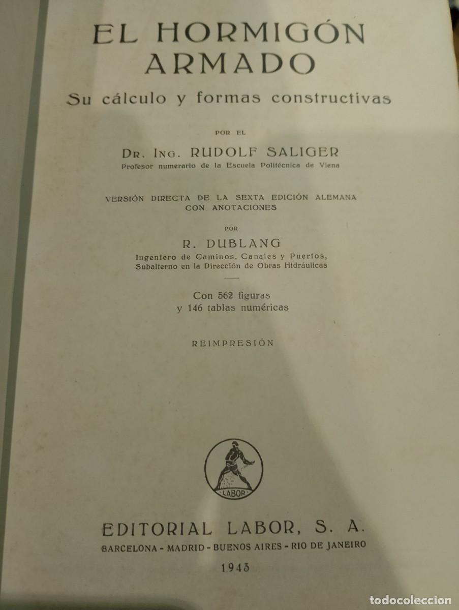 Libros de segunda mano: El Hormig&oacute;n Armado 1943 R. Saliger - Foto 4