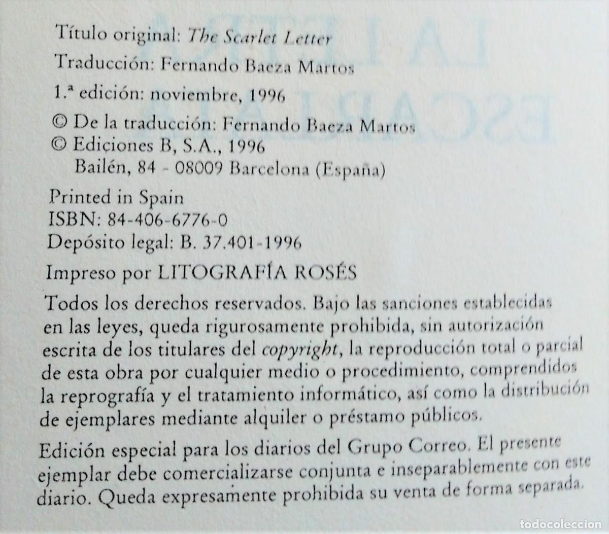 Libros de segunda mano: LA LETRA ESCARLATA - NATHANIEL HAWTHORNE - Foto 6