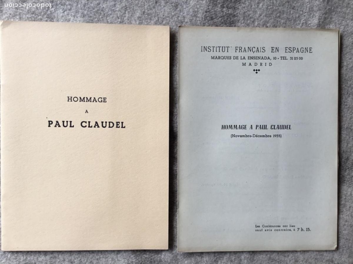 Libri di seconda mano: HOMMAGE A PAUL CLAUDEL // INNSTITUT FRANCAIS EN ESPAGNE // EXPOSICI&Oacute;N // 1955