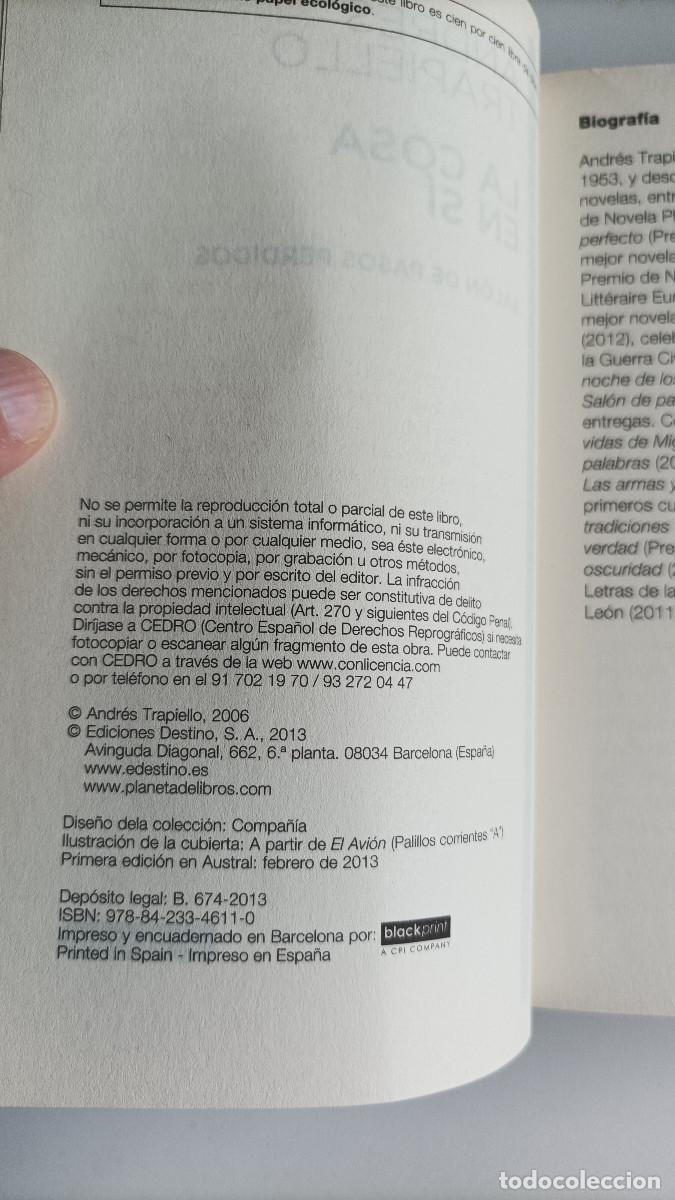 Libros de segunda mano: La cosa en s&iacute;, Andr&eacute;s Trapiello, Austral - Foto 3